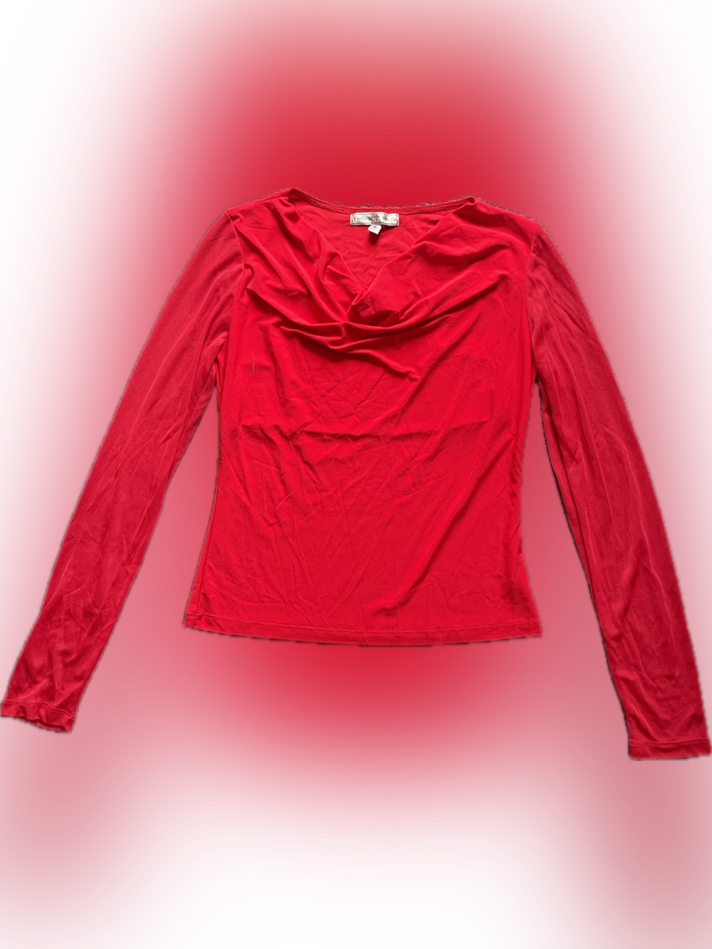 Vintage Suzie Red Cowl-Neck Long-Sleeve Top